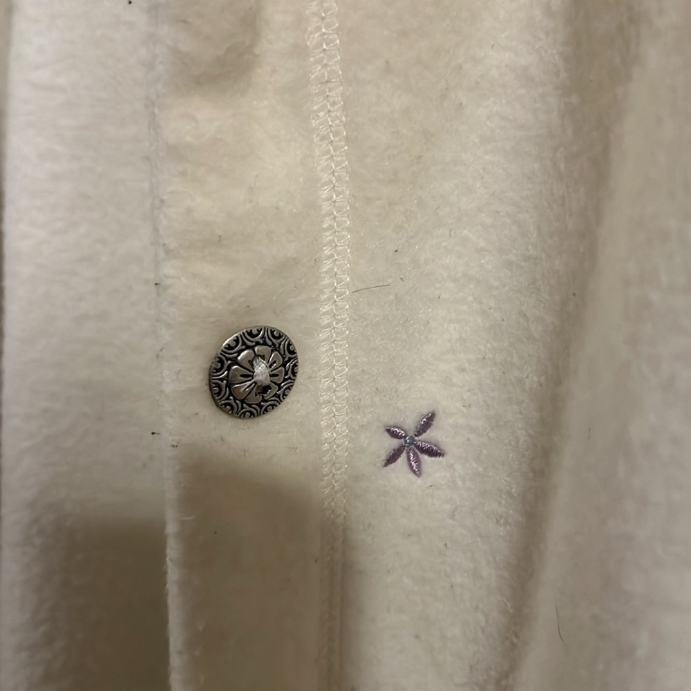 Alfred Dunner Cream and Blue Patterned fleece Jacket - Picture 4 of 4